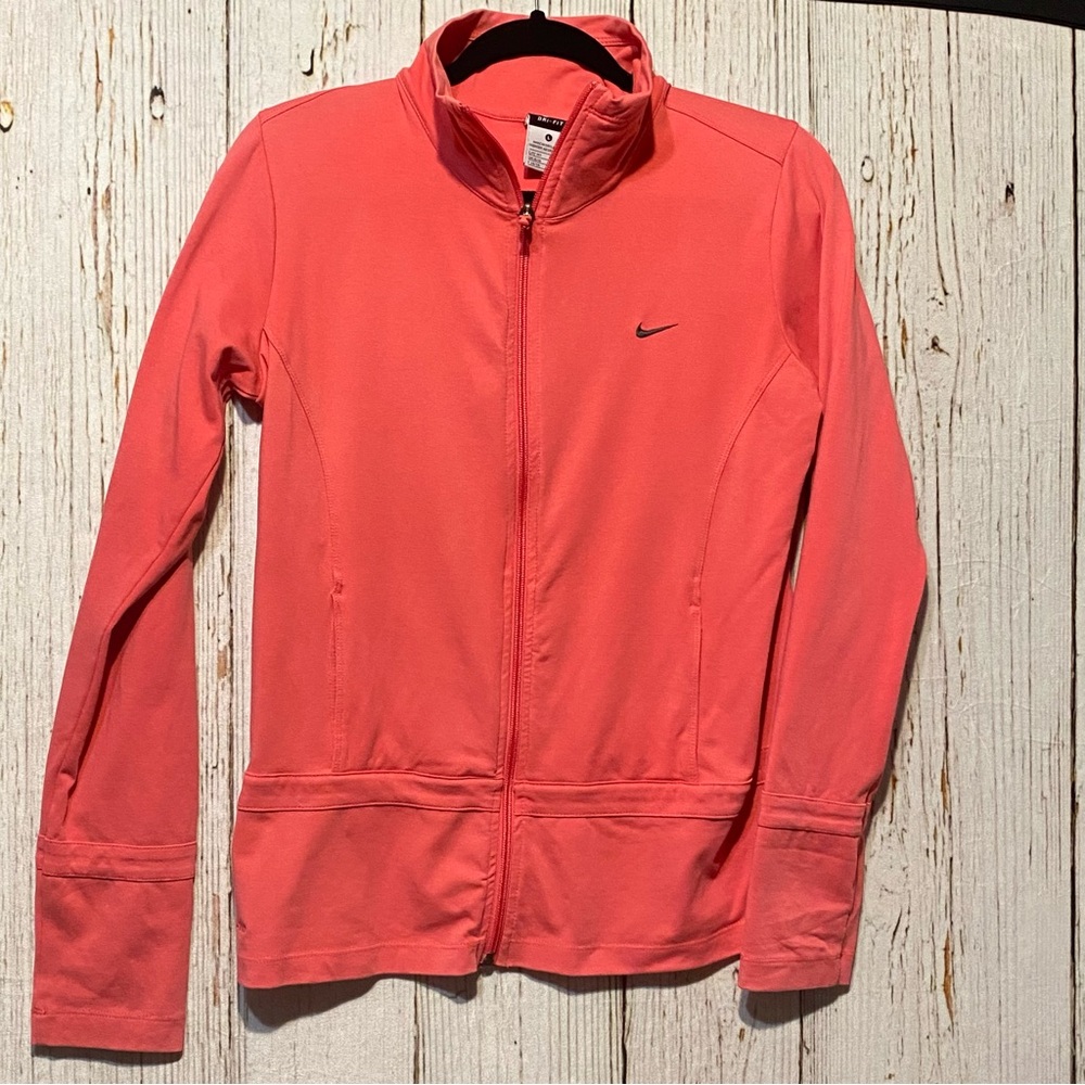 Nike Jacket Women’s Size Large Pink Full Zip Dri-fit Active Performance Warm-up